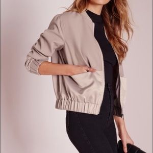 Two Toned Lilac Satin Bomber Jacket